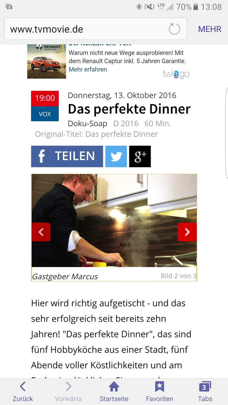 Digitales Erinnerungsbild von Marcus beim perfekten Dinner